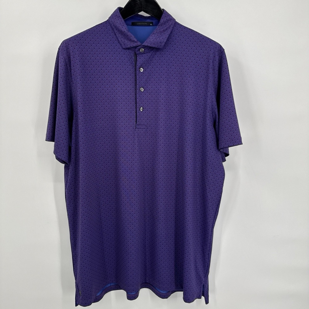 Grayson Golf Polo Mens Size XL BLue Purple Geometric Diamonds Activewear - Picture 11 of 11
